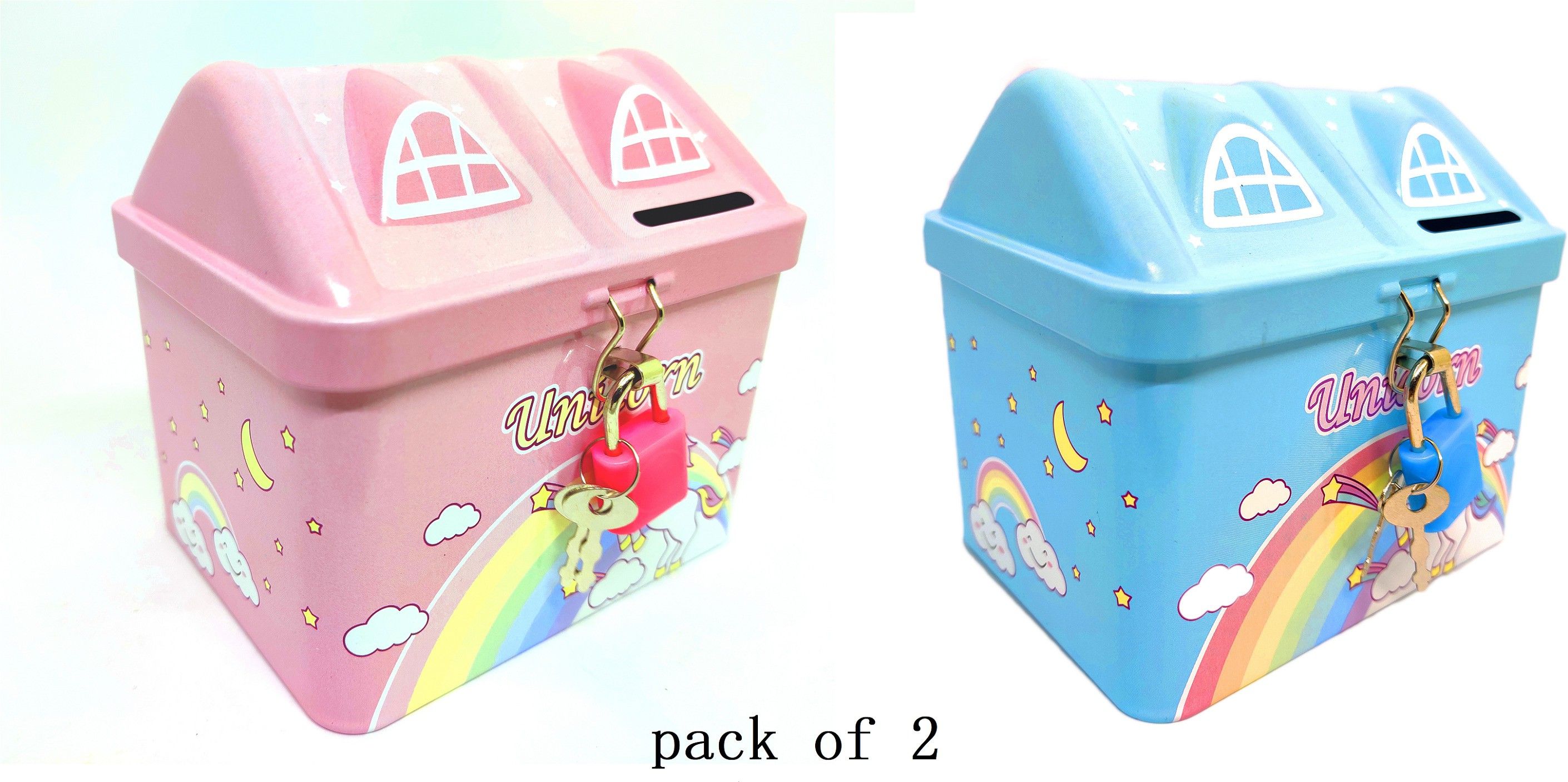 johnnie boy unicorn Cute Coin Box Piggy Bank Money Boxes With Lock And Key Creative Cartoon Tinplate Piggy Bank for kids Coin Bank-picture-22