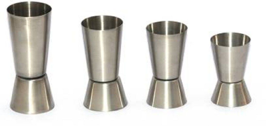 4 PCs Stainless Stee Double Side Jigger Peg Measurer Vodka Drink Cocktail Shaker Whiskey Alcohol Peg Measure 4 - Piece Bar Set-image-32