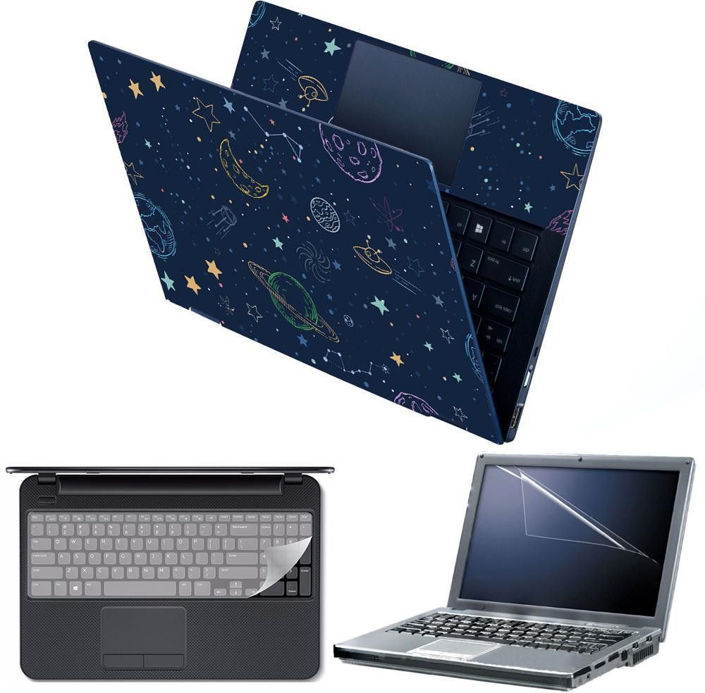 Anweshas 4 in 1 Combo Pack with Laptop Skin Sticker Decal, Palmrest Skin, Screen Protector, Key Guard for 15.6 Inch Laptop - Space Pattern Combo Set-picture-16