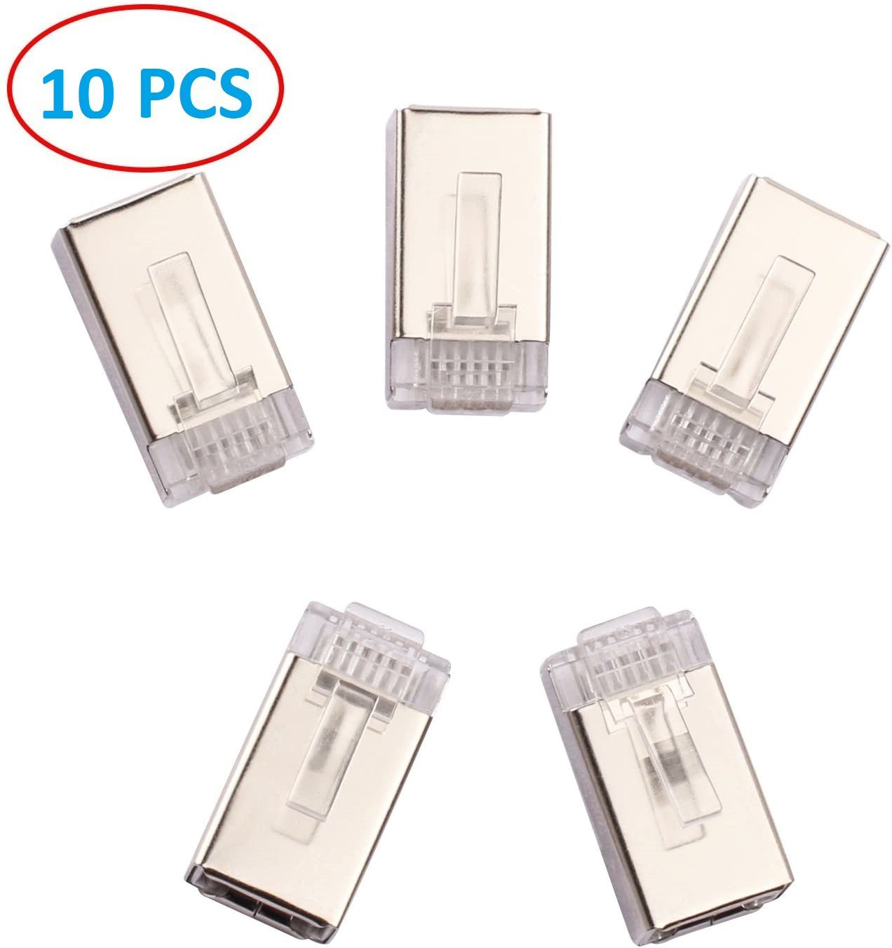 Fedus 8P8C RJ45 Metal Shielded Male Plug Crimp Connector for Standed CAT6, CAT5 Ethernet Network Cable (PACK OF 10) Lan Adapter image 1