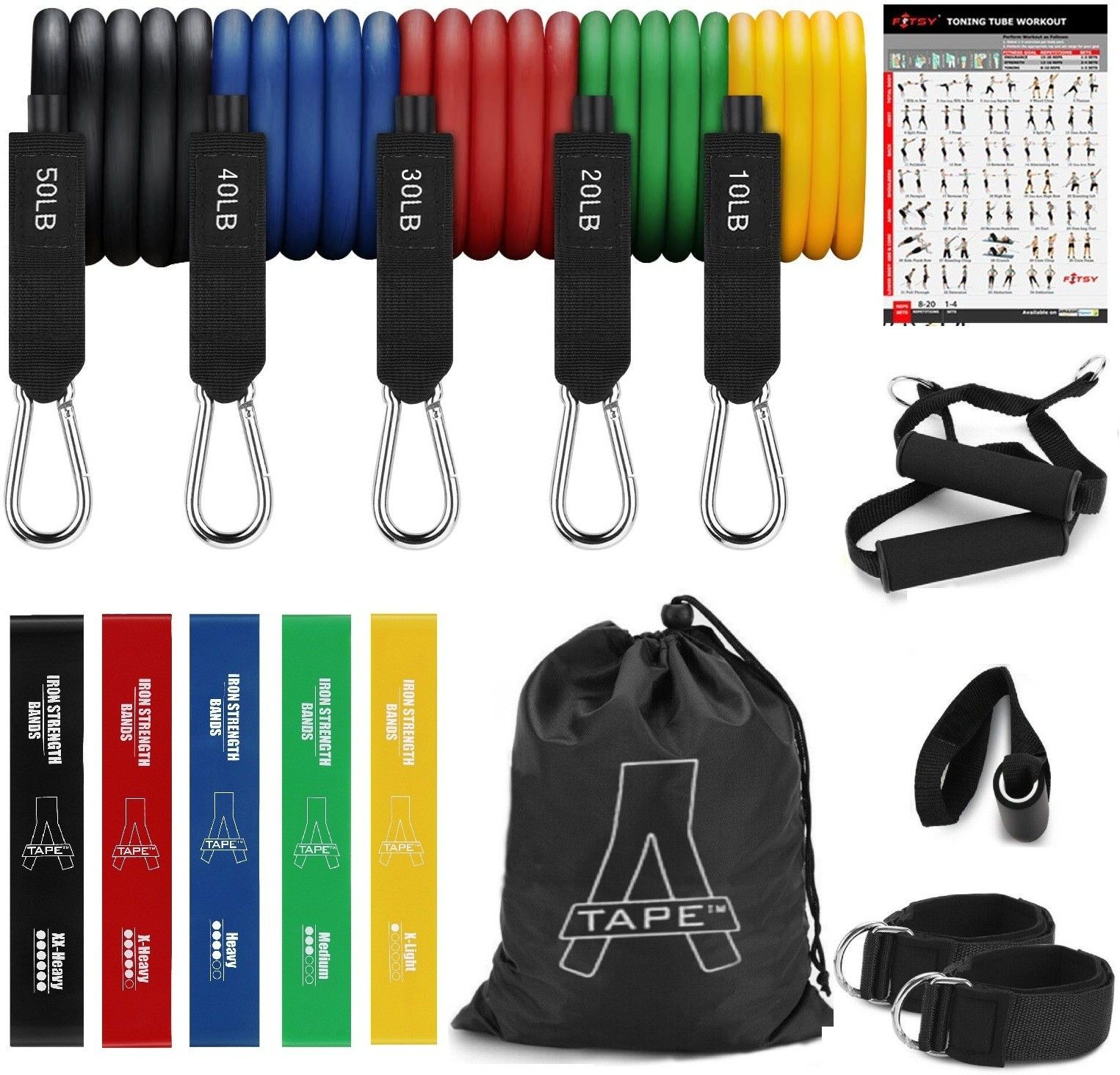 16 PcTraining Bands for Legs and Butt Set, Gym Fitness & Strength Training Fitness Accessory Kit Kit-image-49