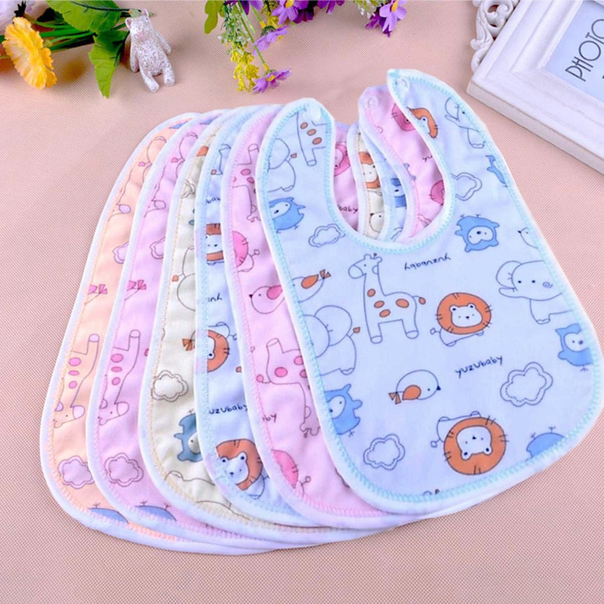 Baby Cotton Bibs Waterproof (Pack of 6)