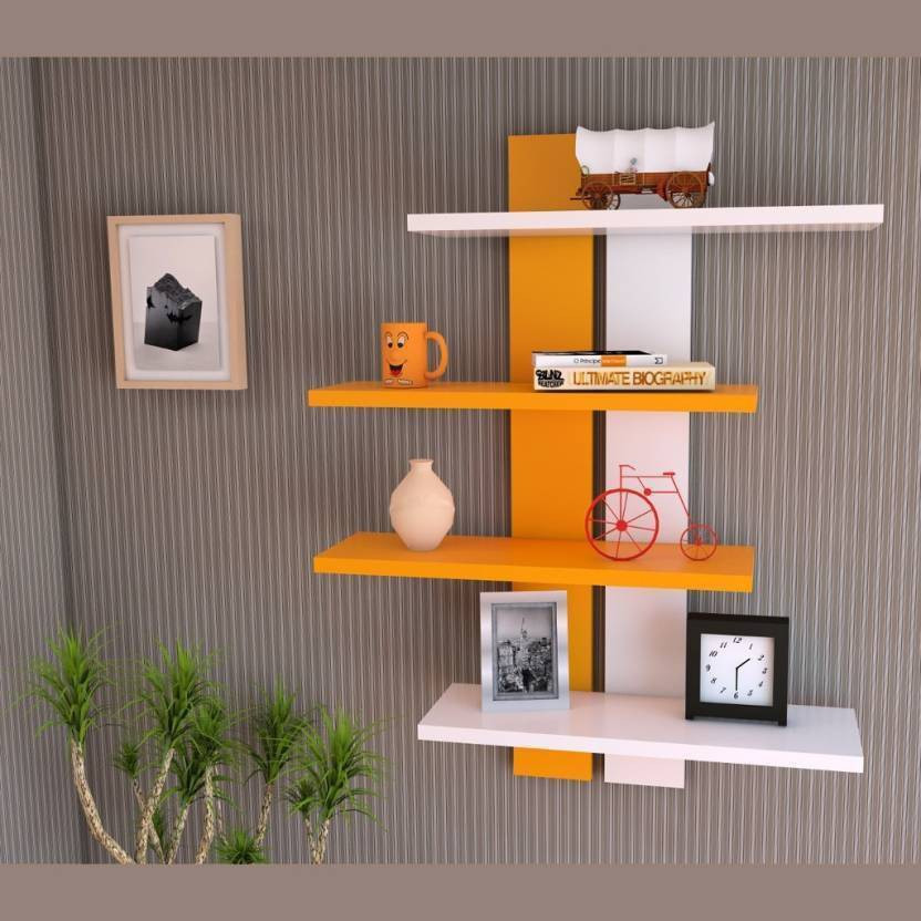 eco handicrafts Cube Shape Floating MDF (Medium Density Fiber) Wall Shelf (Number of Shelves - 6, Black, Green) Wooden Wall Shelf image 1