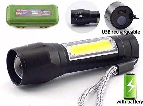 R A Products Rechargeable Flashlight,One of the Smallest and Lightest 35000LM External Flashlight Mini 3500LM Zoomable Q5 LED Flashlight Torch Super Bright Light Lamp Torch (Black : Rechargeable) Light Strip