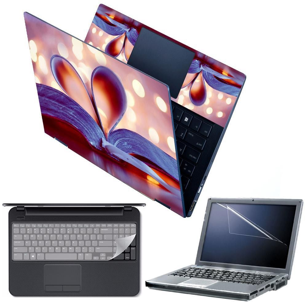 FineArts 4 in 1 Combo Pack with Laptop Skin Sticker Decal, Palmrest Skin, Screen Protector, Key Guard for 15.6 Inch Laptop - Book Heart Combo Set-picture-17