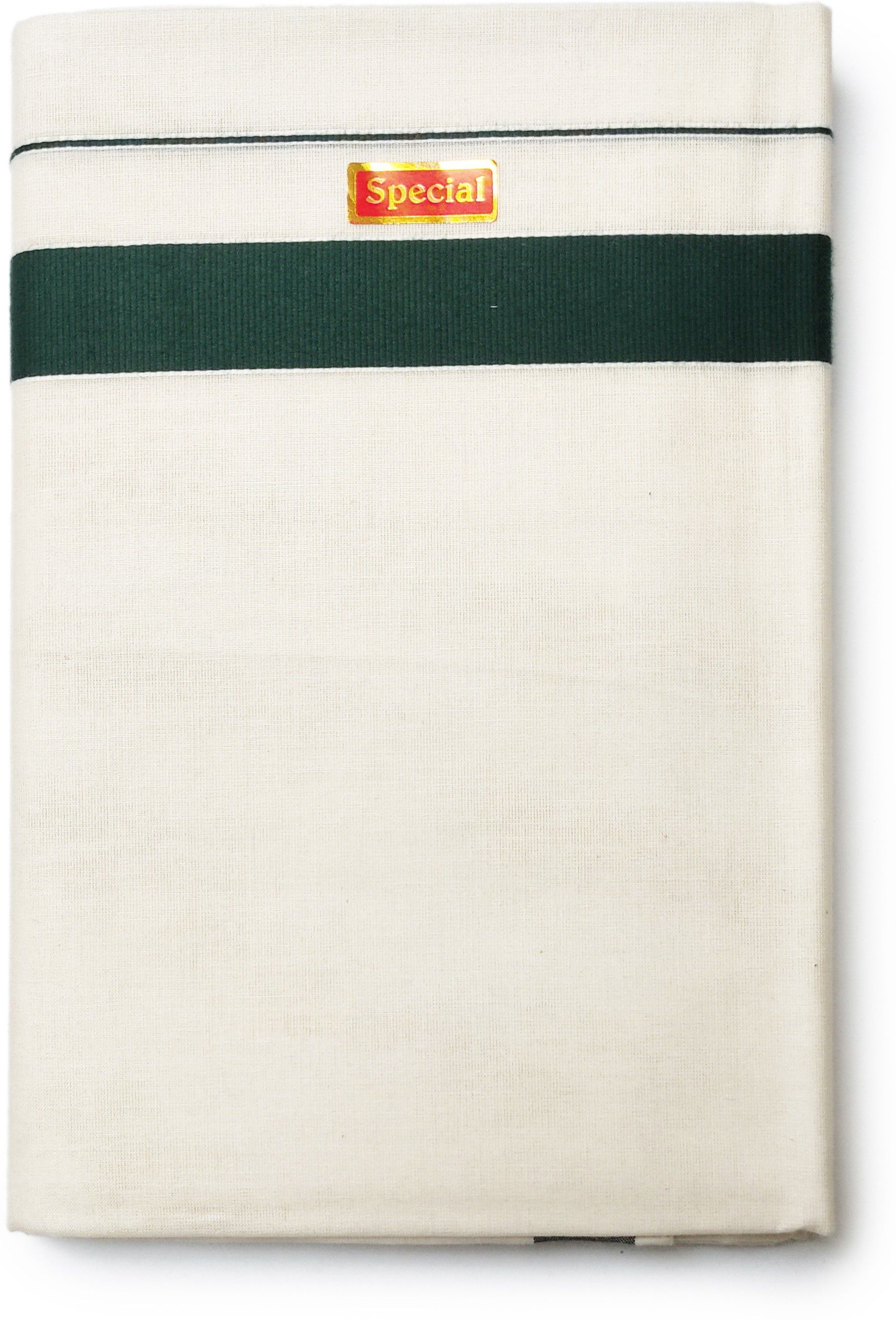 Vairavaa Tex 100% Cotton | Solid Kerala Traditional Wedding Mundu | 1'Inch Dark Green Katti Karai Border | Striped Men Dhoti-picture-26