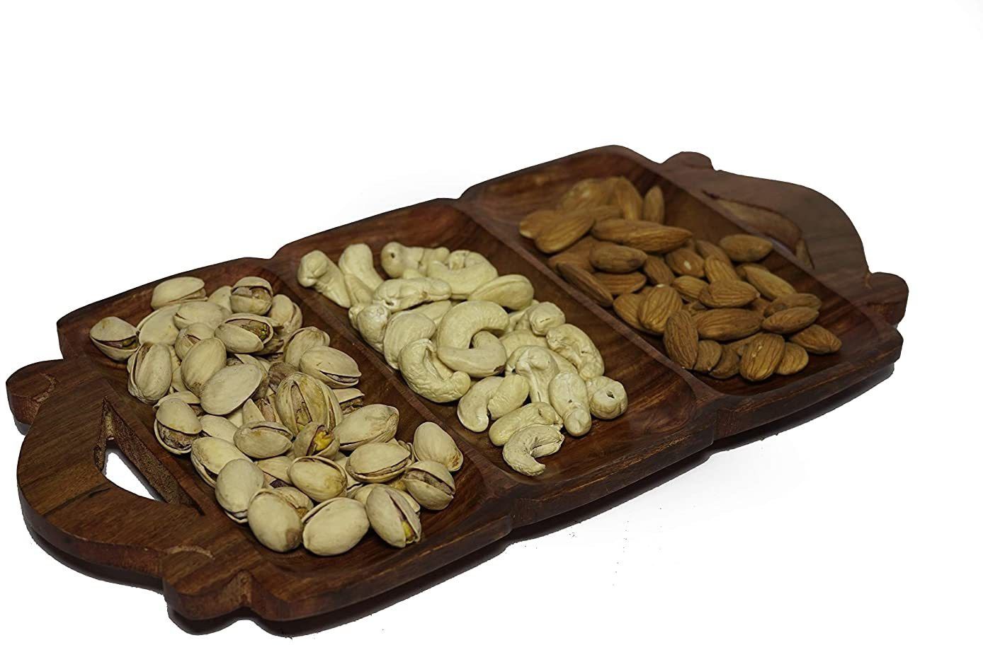 lyqart Wooden Dry Fruit Tray | Serving Tray | Multipurpose Tray | Tray Decoration | Tray for Storage | Home Decor | Great Gift as Table or Kitchen Decor | Dry fruit Tray | Snacks Tray | Dessert Tray Tray-picture-19