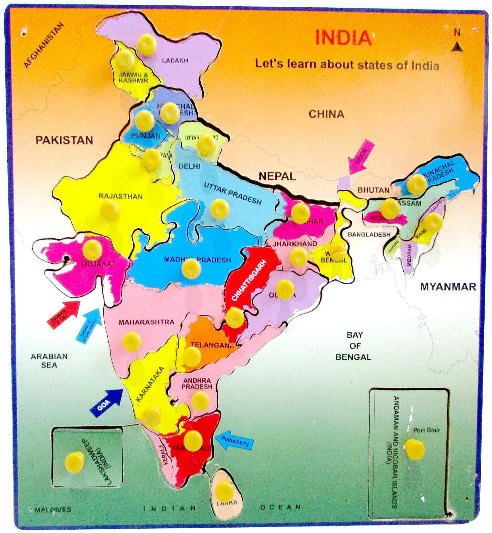 EtsiBitsi India Map Jigsaw Puzzle for kids 12*12 inches-image-47