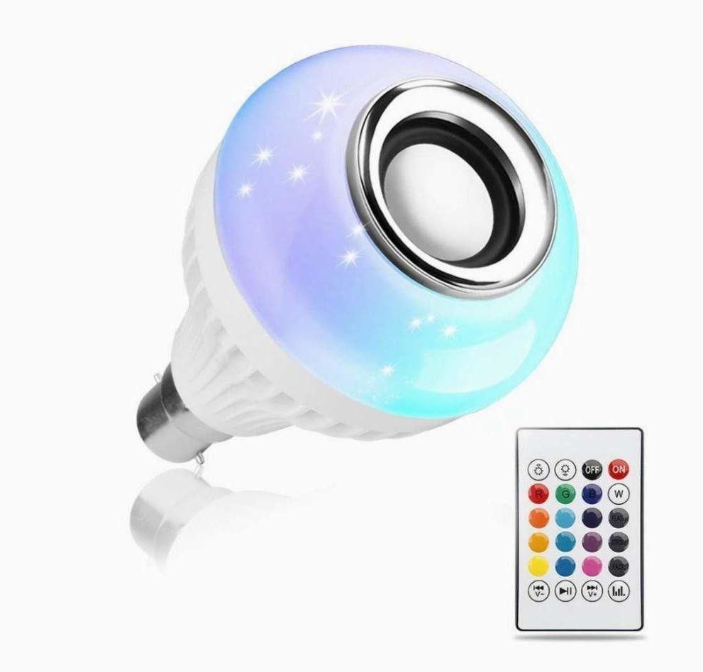 KT ENTERPRISE LED Light Bulb, Smart 12W B22 LED Bluetooth 3.0 Speaker Music Bulb RGB Change with 24 Key Remote Controller for Home, Bedroom, Living Room, Party Decoration Multi-Coloured Smart Bulb