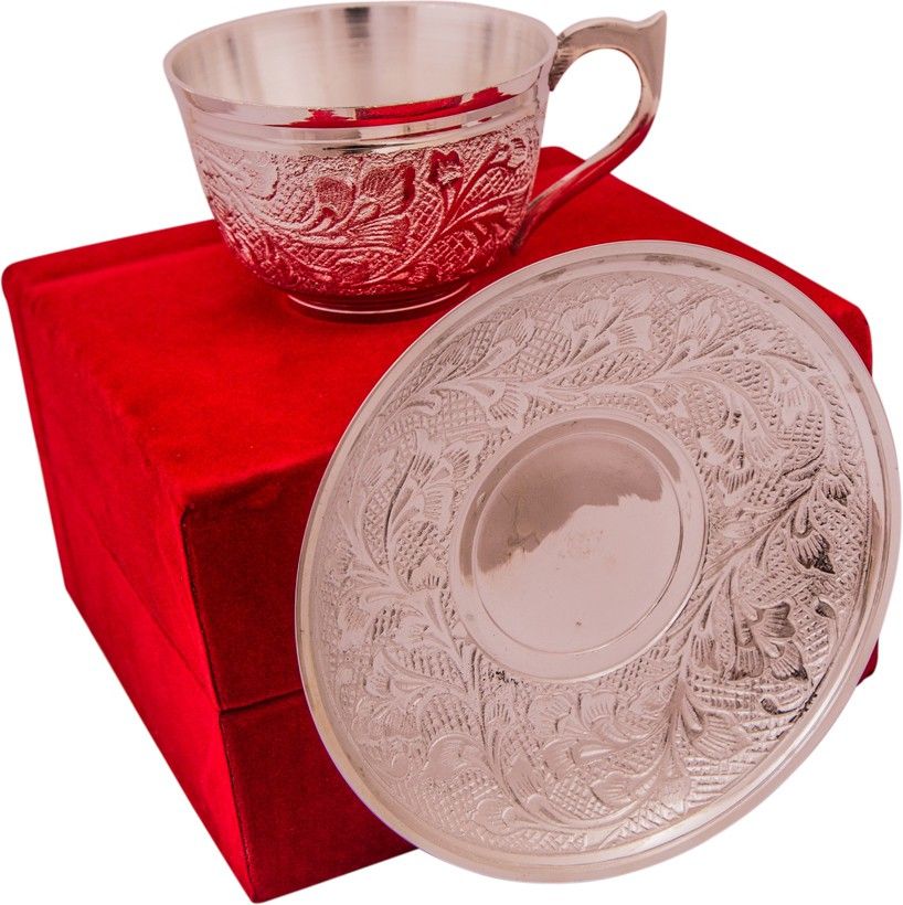 Navya Craft Silver Plated Brass Tea Cup Set. Cup Serving Set-image-46