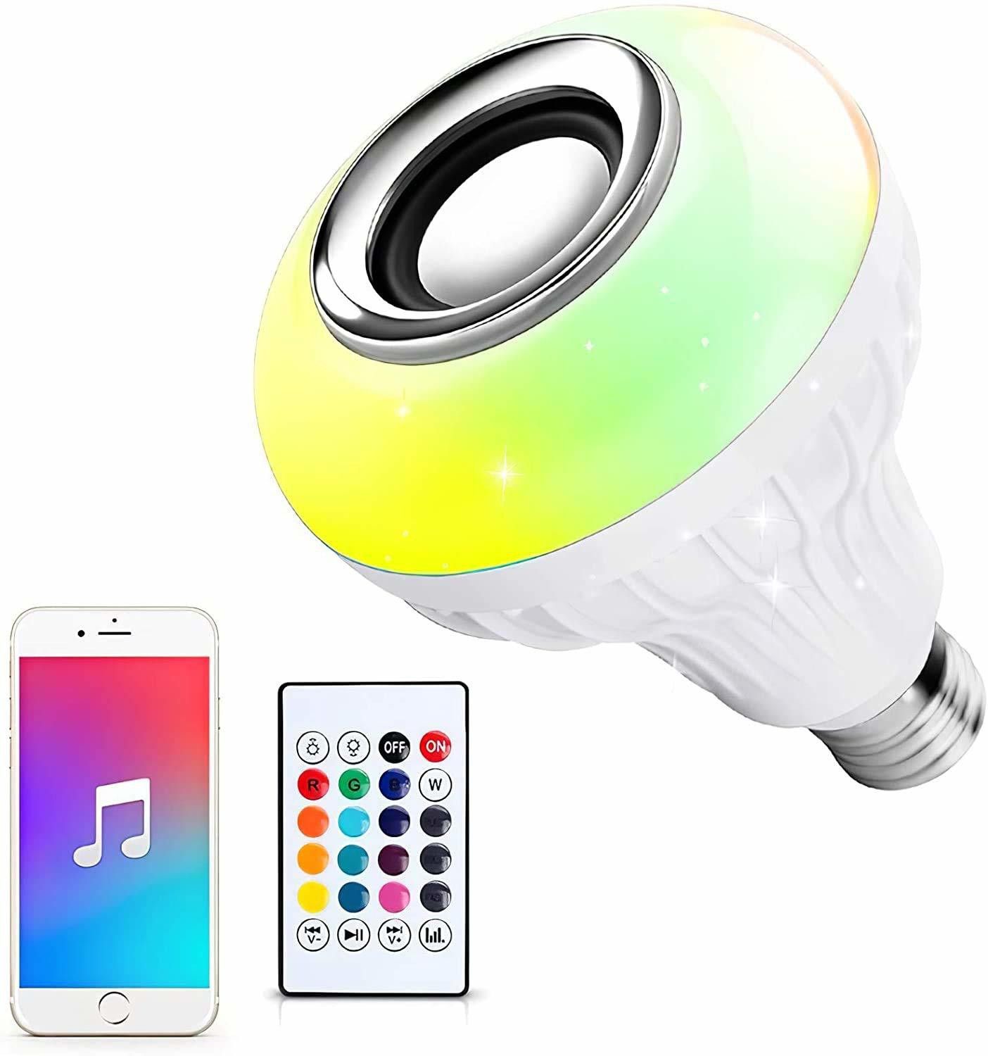 Eloquence Multi Color Changing RBG Led Music Light Bulb Bluetooth Music Bulb Led For Party Home Decoration And Night Light WIth 7W RBG LED and 5 W bluetooth Sterio Speaker For Home Party Decoration, Birthday Celibration Night Light Smart Bulb - DE-2 Smart Bulb-picture-41