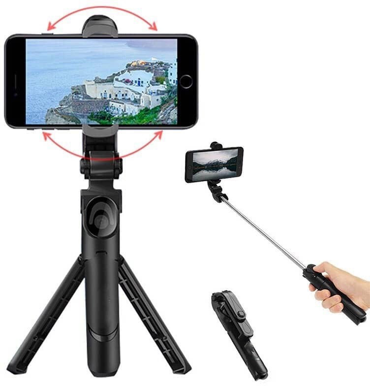 Ruhi Collection XT-02 Portable Aluminium Alloy Leg Extendable Stand High Quality Load Capacity 2 In 1 Mini Cellphone Selfie Stick Tabletop Tripod With Mini Bluetooth Remote Control for Android & IOS Phones Tripod Tripod Kit, Monopod Kit, Tripod Clamp image 1