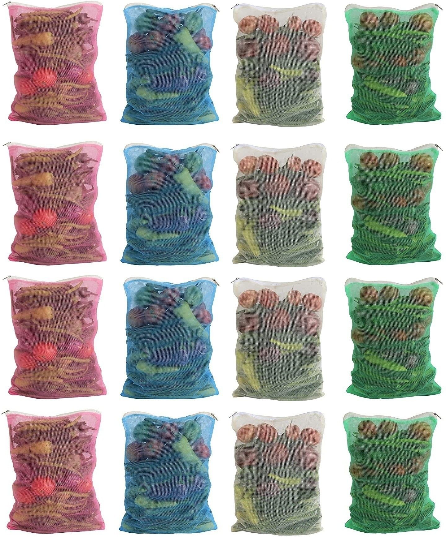 aaradhya Premium Fridge Vegetable and Fruit Reusable Net Pack of 16 Grocery Bags-picture-13
