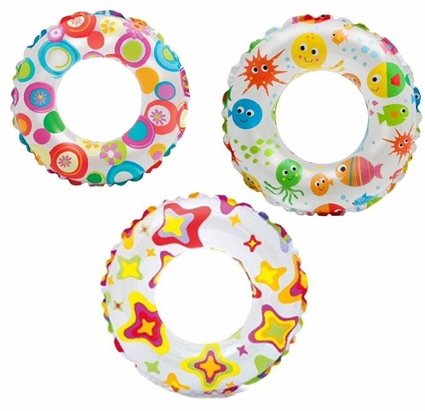 Multicolor Beautiful Design Swim Ring for Kids (3 to 6 Years, Size: 20inch)pack of 3