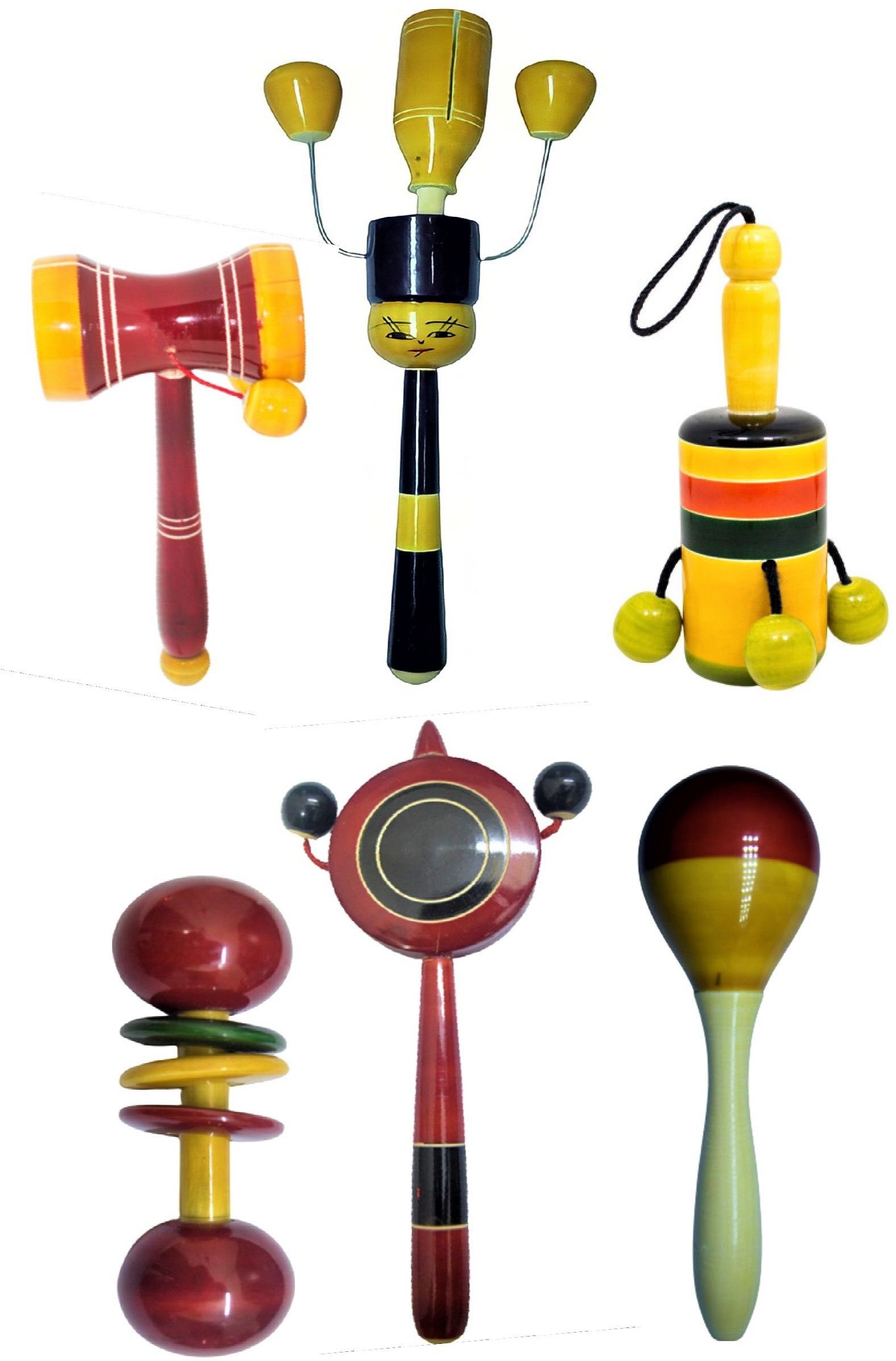 Wooden baby Rattles set of 6 nos pack - Eco friendly Channapatna Toys - Baby Music makers Rattle