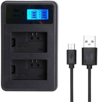 digiclicks USB Dual Battery Charger with LED Display for Sony NP-FW50 Battery for SNY NEX-3 NEX-5 NEX-6 NEX-7 NEX-C3 NEX-F3 Camera Battery Charger (Black)Camera Battery Charger