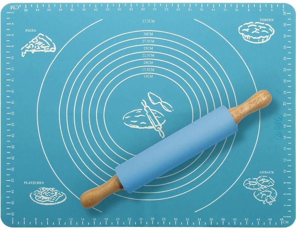 Non-Stick Silicon Reusable Pastry Fondant Dough Roti Chapati Rolling Baking Sheet Mat with Measurements (Multicolor) Food-grade Silicone Baking Mat