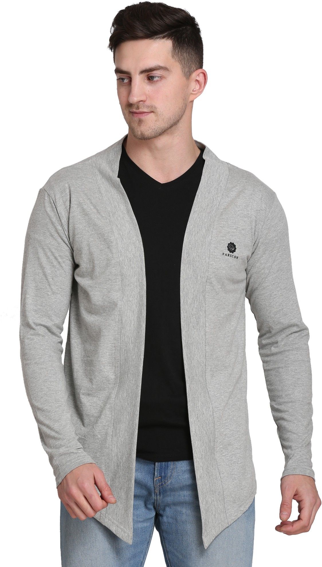 Men Full Sleeve Grey Shrug
