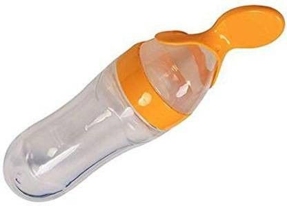 Baby Squeezy Food Grade Silicone Spoon Bottle Feeder with Soft Silicon for Baby Feeding Specially Used for Semi Solid - 90 ml Feeder