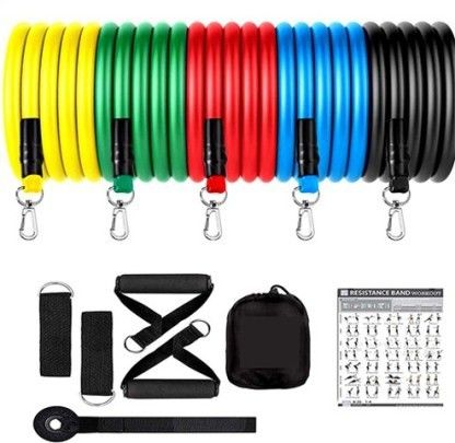 shopeleven Exercise Toning and Resistance Tubes Set (5-Level Resistance Ropes) toning tube Fitness Accessory Kit Kit-picture-14