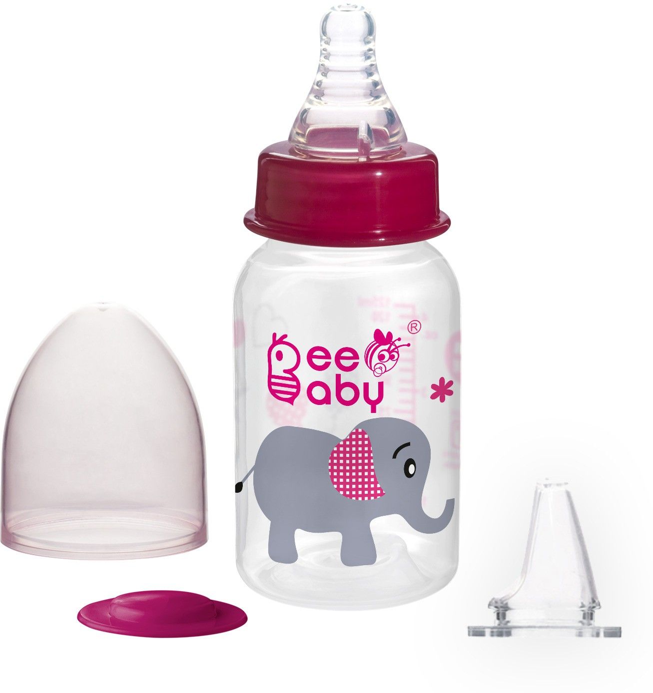 beebaby Advance Plus Slim Neck Anti-Colic Feeding Bottle to Sippy Bottle Starter Kit with Extra Silicone Sippy Spout - 125 ML Pink - 125-picture-24