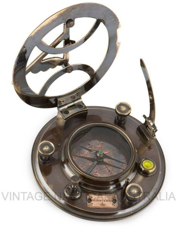 ascent india Antique Finish Brass round sundial compass nautical gift Compass-picture-14