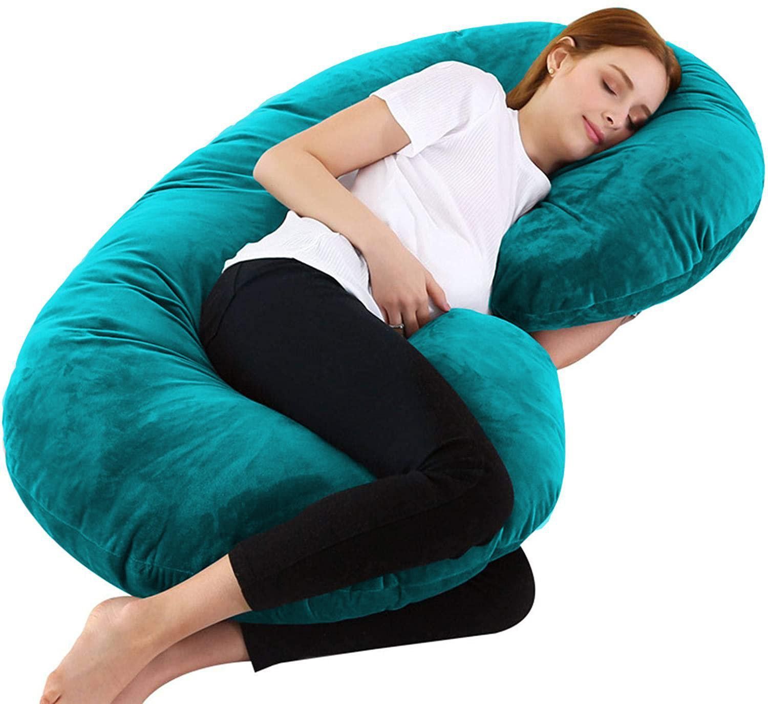 wild mint C Velvet Microfibre Solid Pregnancy Pillow Pack of 1-picture-14