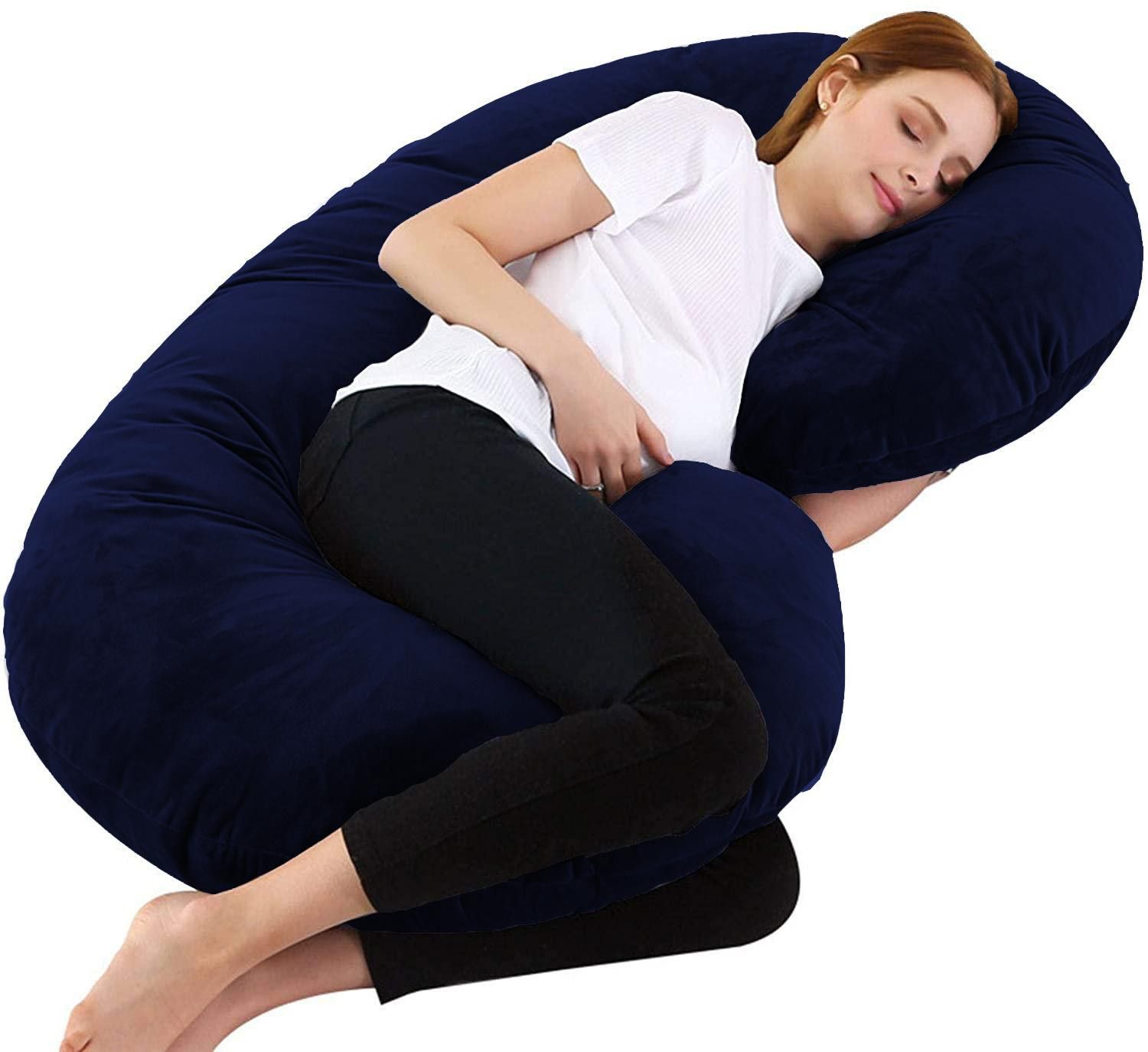 wild mint C Velvet Microfibre Solid Pregnancy Pillow Pack of 1-picture-12