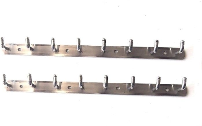 deeplax Pack of 2 Stainless Steel Premium KovY 8 pin Cloth Hanger Bathroom Wall Door Hooks For Hanging keys,Clothes Hook Rail (Pack of 2) Hook Rail 8-picture-10