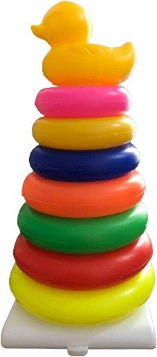 Stacking Ring Jumbo Stack Up Educational Toy Multicolour Rings Tower Construction Toys (Multicolor)-image-1
