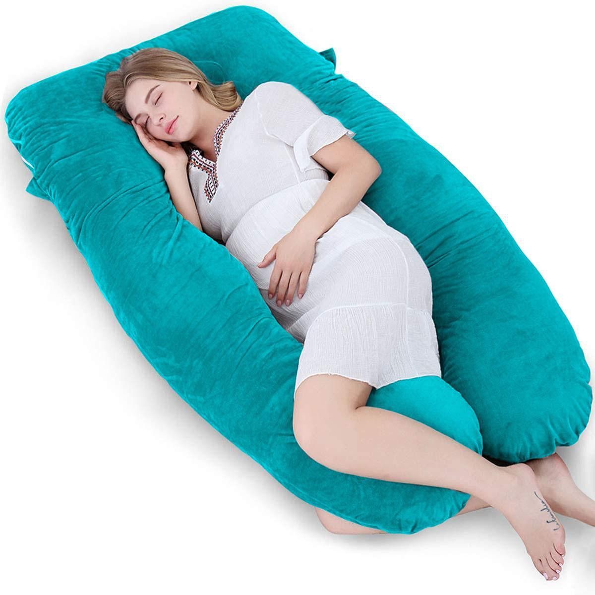 wild mint Microfibre Pregnancy Pillow Pack of 1 Solid Luxurious U Velvet-picture-18