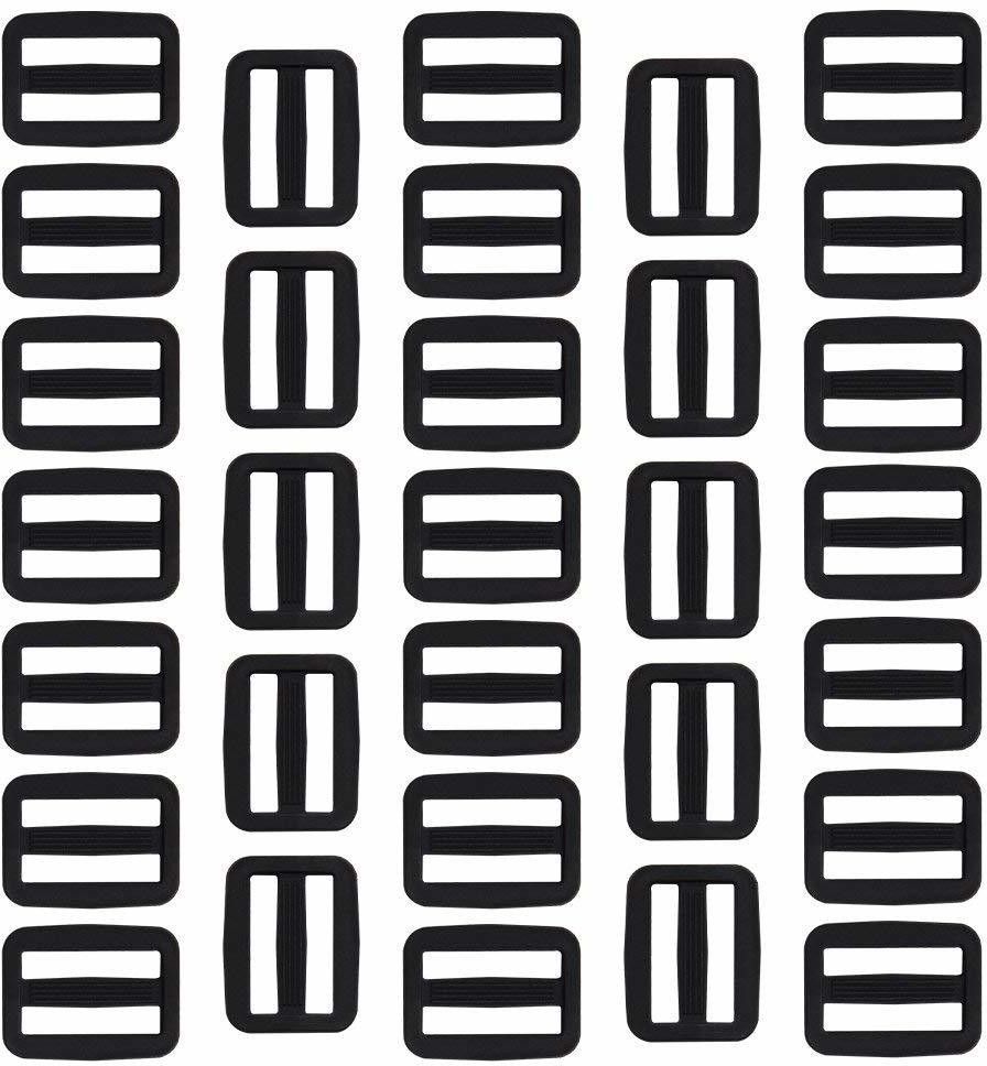 DIY Crafts 1" Inch Plastic Triglides Slides, Button Adjustable Webbing Triglides Buckle for Belt Backpack and Bags (Pack of 1000 Pcs, Black Colour) Strap-image-42