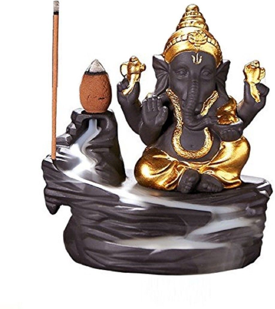 Backflow Incense Burner Lord Ganesha Emblem Auspicious and Success -blue Polyresin Incense Holder Set-image-18