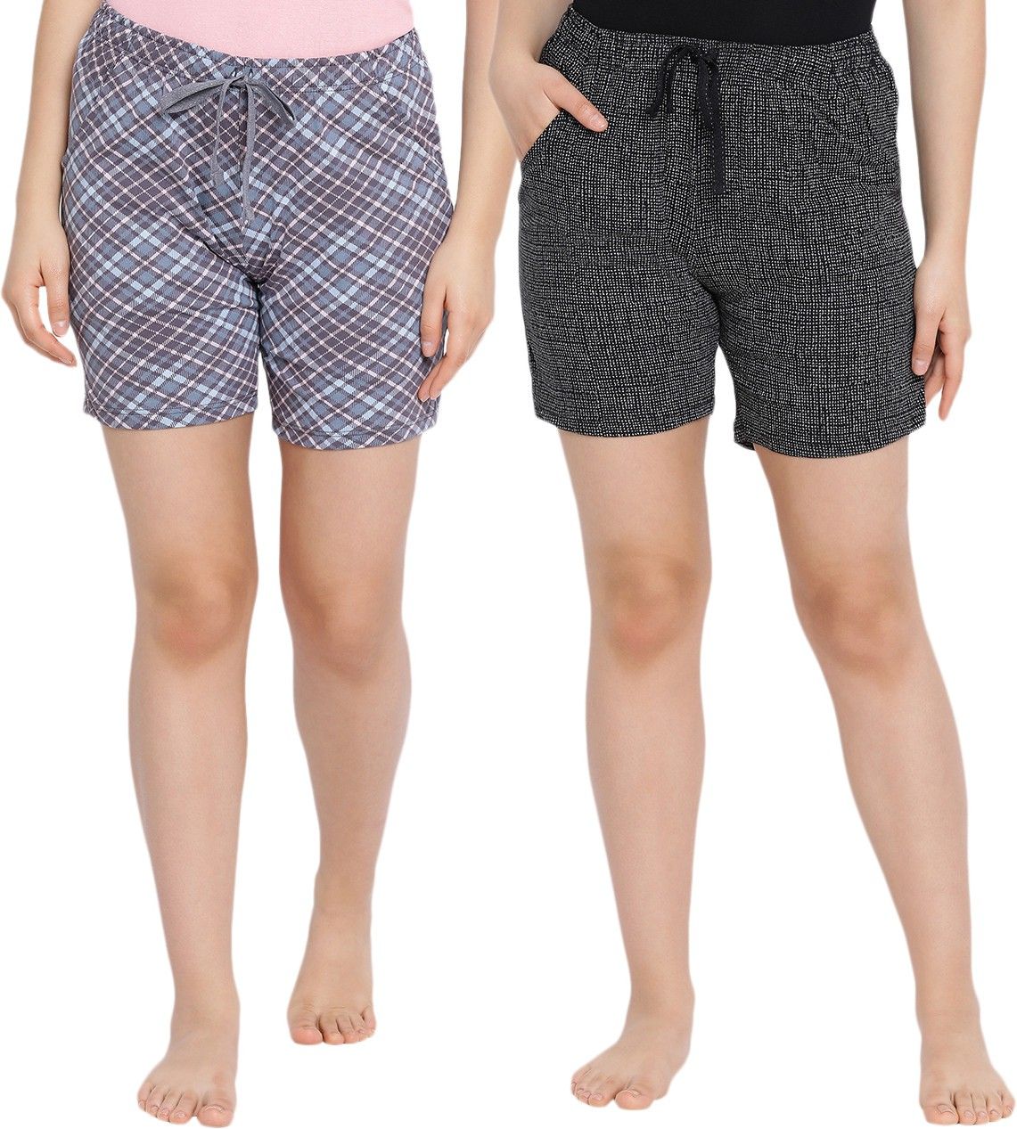 lyra Pack of 2 Printed Women Black, Brown Night Shorts-picture-22