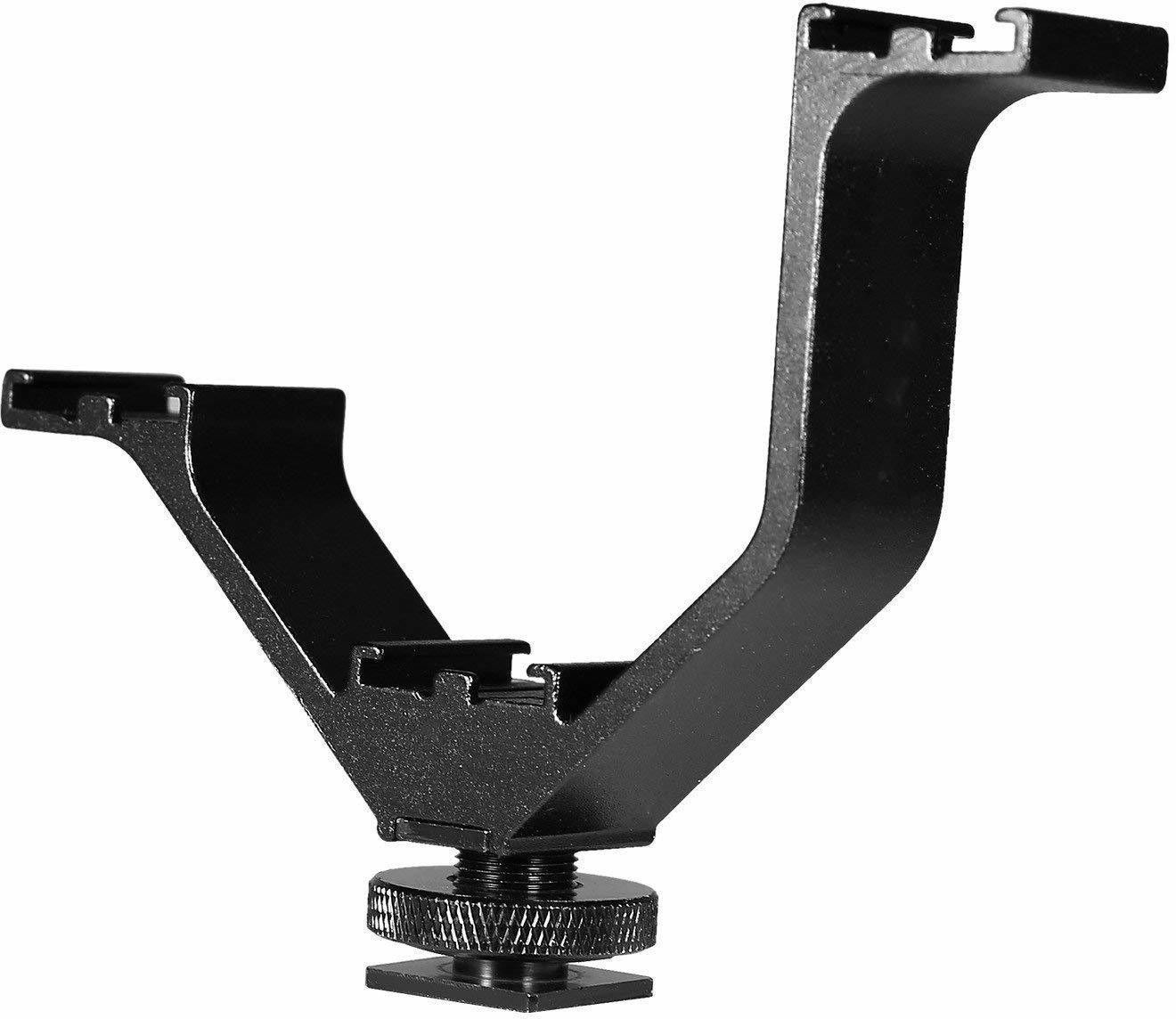 GiftMax V-Shape Bracket Universal V Shape Mount Bracket for ALL DSLR Camera (Black) YT-DA6 Universal V Shape Mount Bracket for ALL DSLR Camera Dual Mount Bracket for Video Lights & Microphones on Cameras and Camcorders V-Flash Bracket V-Flash Bracket