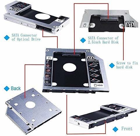 GIPTIP SATA 2nd HDD 9.5MM CADDY CD/DVD-ROM to Expanded Data Storage for All Laptop/PC 2.5 inch 9.5 MM Universal HDD Caddy Internal Hard Drive Enclosure-image-45