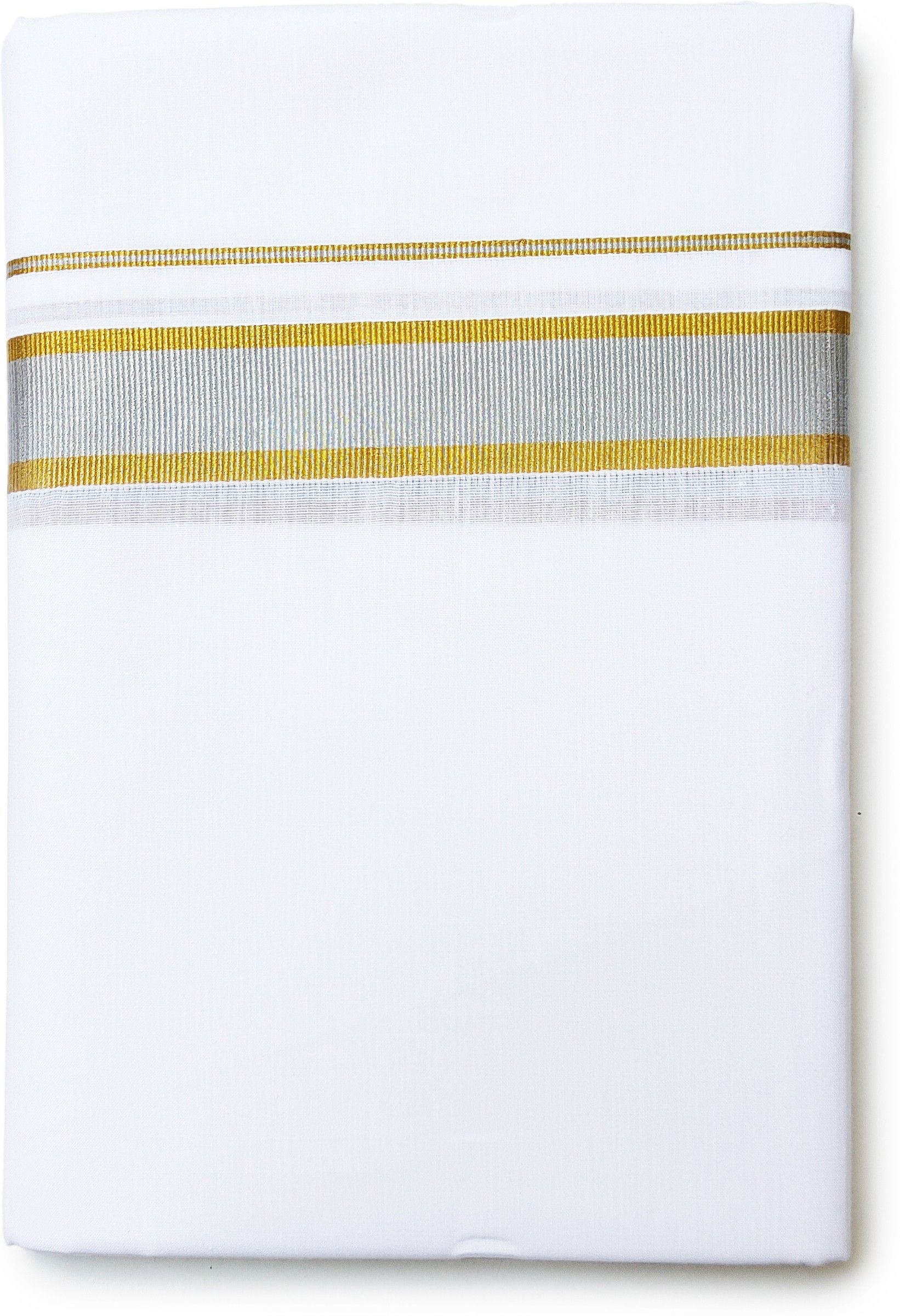 Chithra Fabrics 2.00'Meter | Tamil Nadu Parambariya Veshti With 1½'Inch Gold/Silver Fancy Zari Border Solid Men Dhoti-picture-17