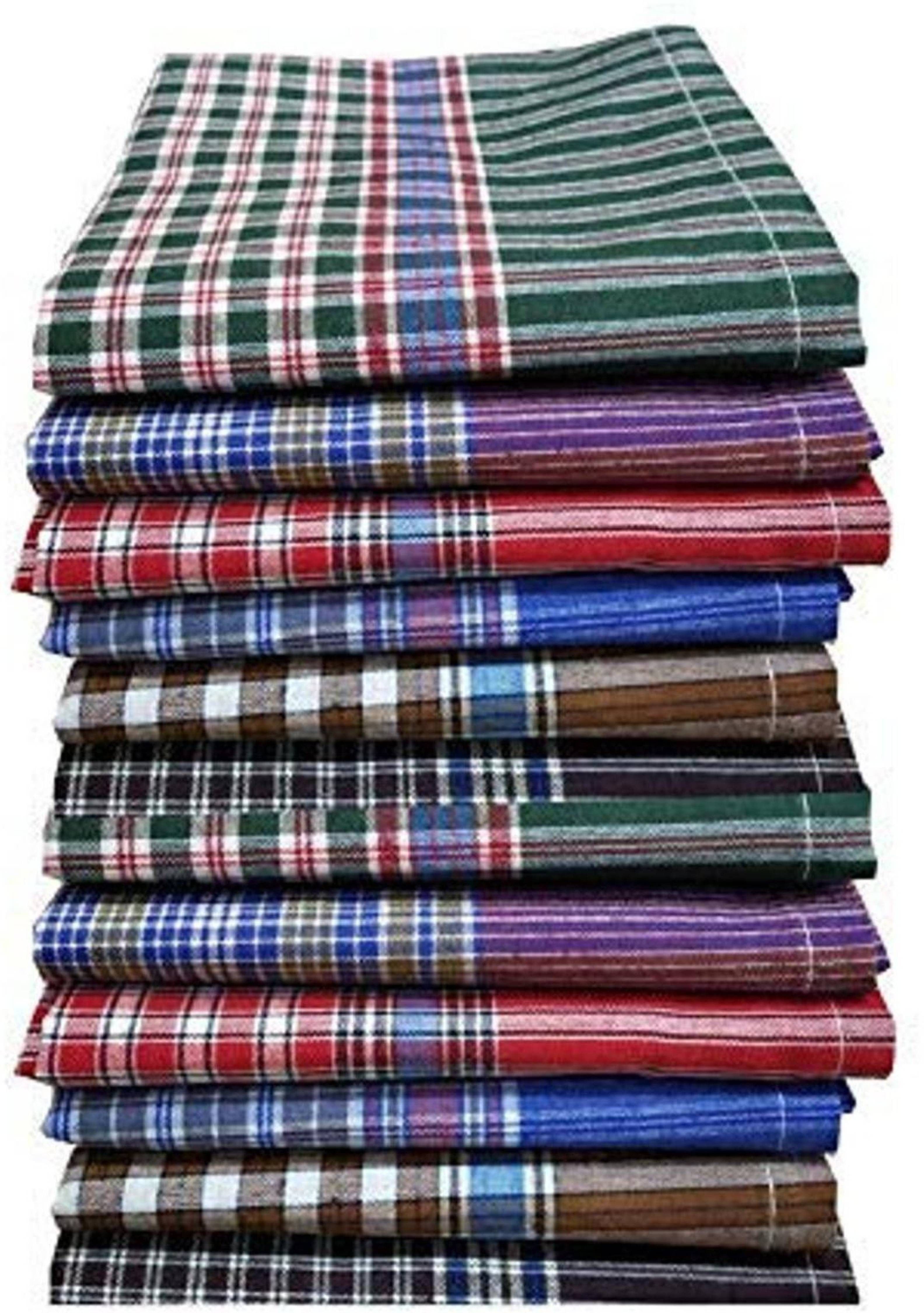 RetailFi Multicolor Men's Cotton checks Handkerchief (12 Pieces) ["Multicolor"] Handkerchief