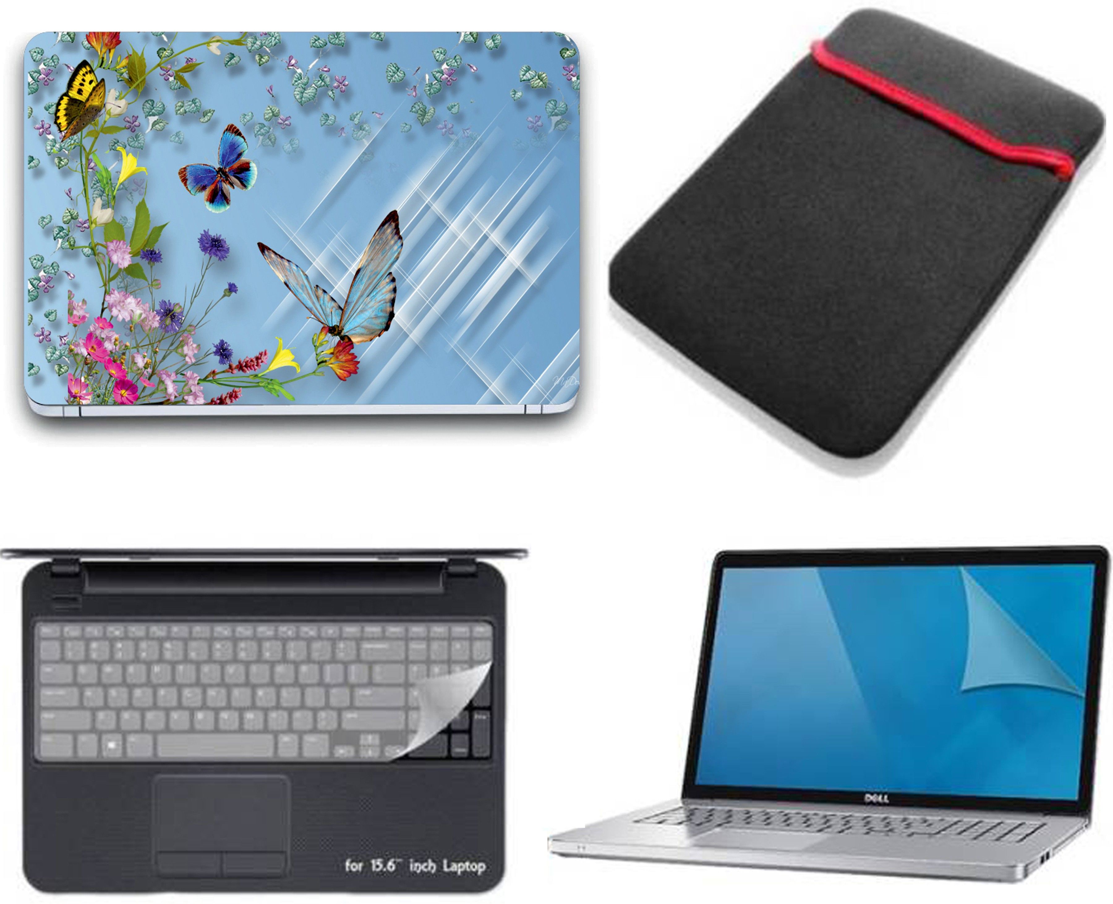 I-Birds Enterprises ® 4 IN 1 Laptop Skin, Key Guard & Screen Protector For 15.6 inch Laptop - 3432 Combo Set-image-5