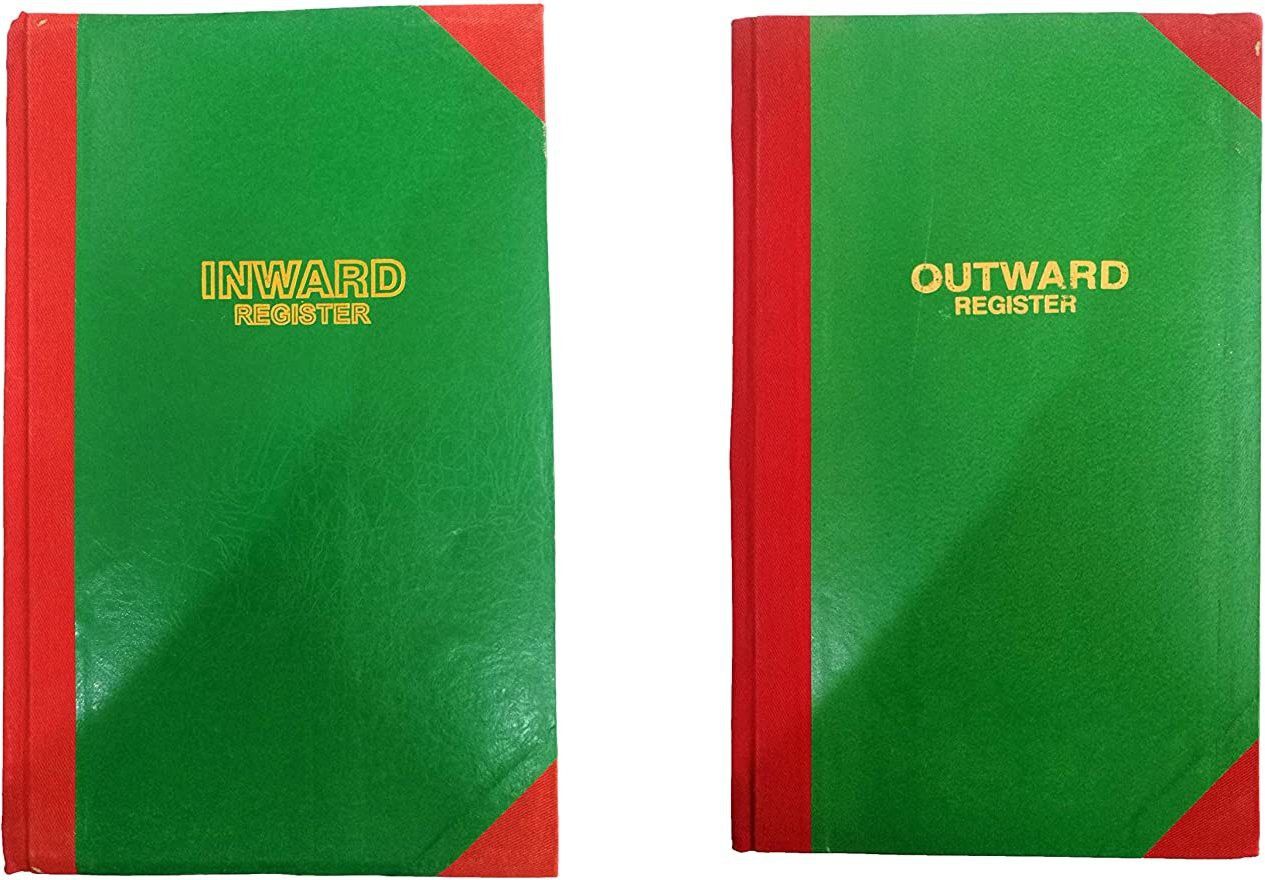 Inward and Outward Register Combo - 100 Pages Single - 70 GSM Ledger Paper - Red Half Canvas PVC Binding Material Record 0-Part Inventory Book-image-34
