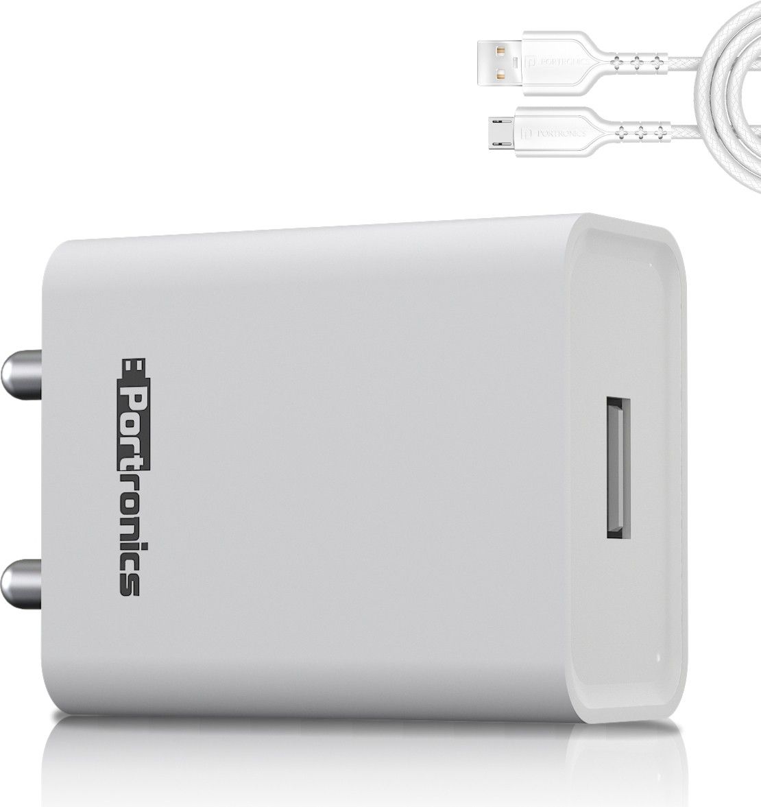 Portronics 12 W 2.4 A Wall Charger for Mobile with Detachable Cable