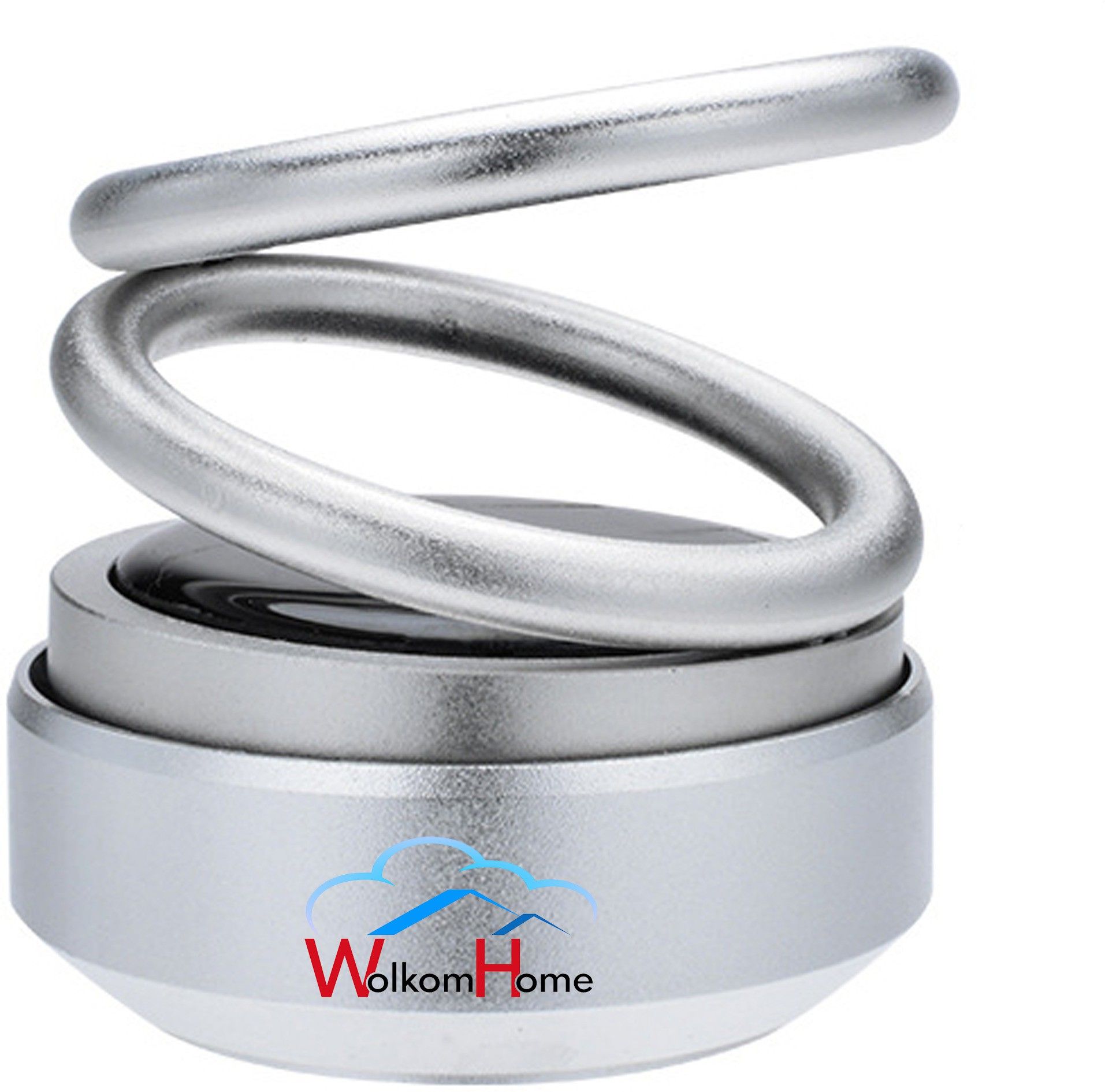 wolkomhome Air Freshener Car Double Ring 360 Degree Rotating Solar Dashboard Idol Automatic Rotator Toy Gift Universal for all Cars Silver Solar_Silver Air Purifier-picture-17