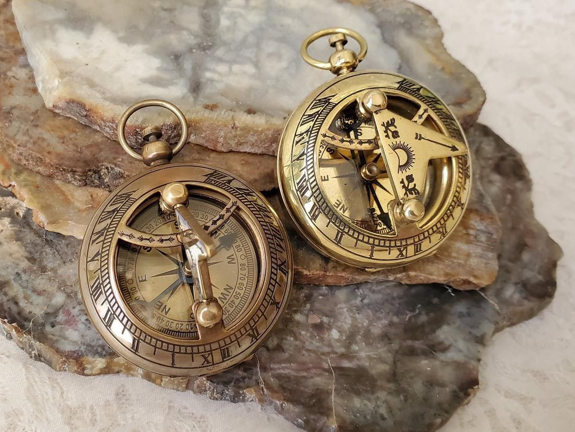 ascent india Brass sundial compass set of 2 polished and antique finish nautical gift Compass-picture-30