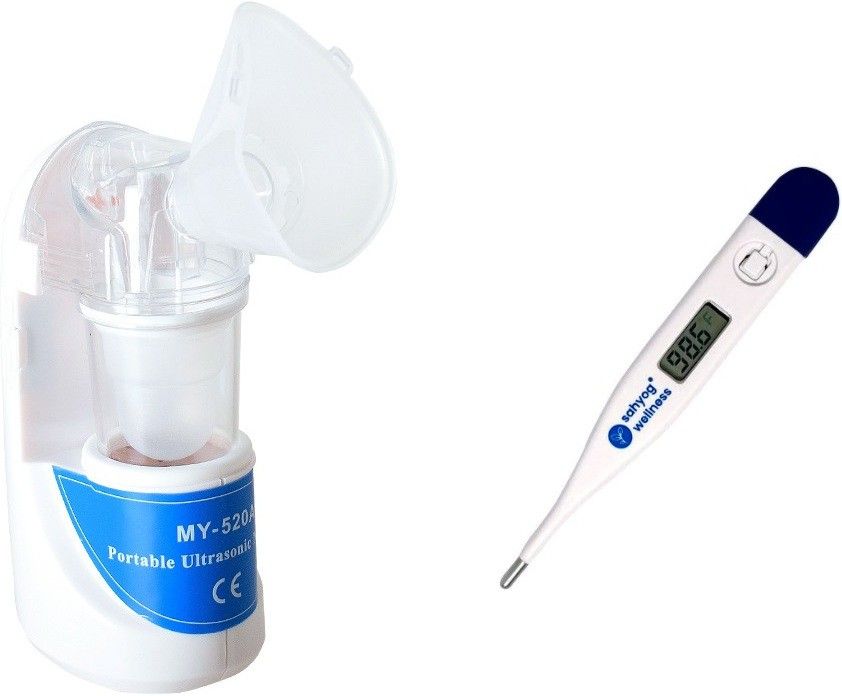 Sahyog Wellness Portable Ultrasonic Nebulizer with Nebulizer Kit Including Adult Mask, Child Mask, Extension tube & 1 Digital Thermometer Nebulizer-image-2
