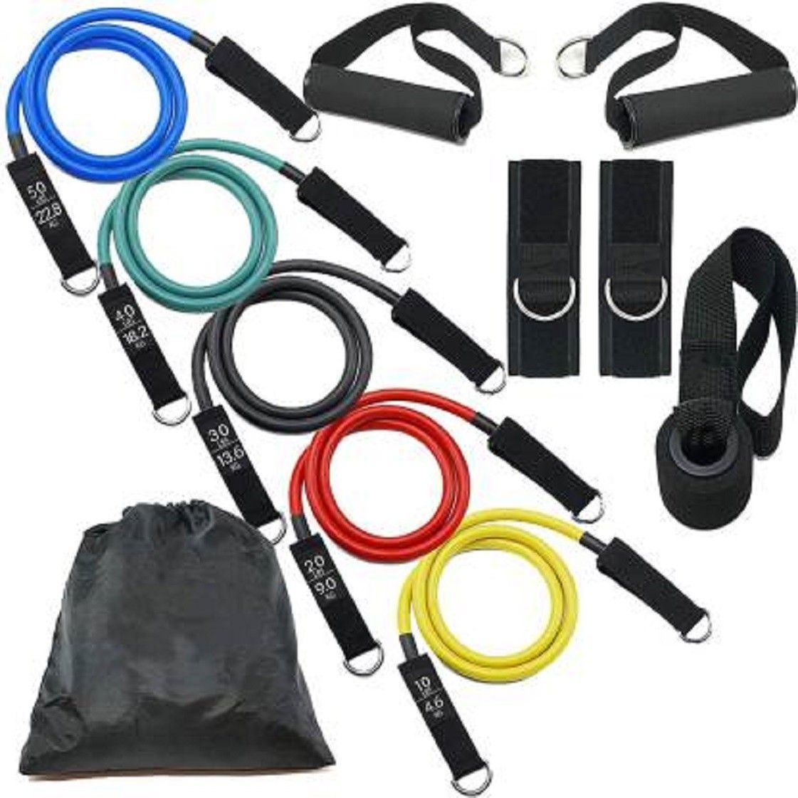 shopeleven 11 Pcs resistance band home workout gym exercise training men & women Fitness Accessory Kit Kit-picture-32