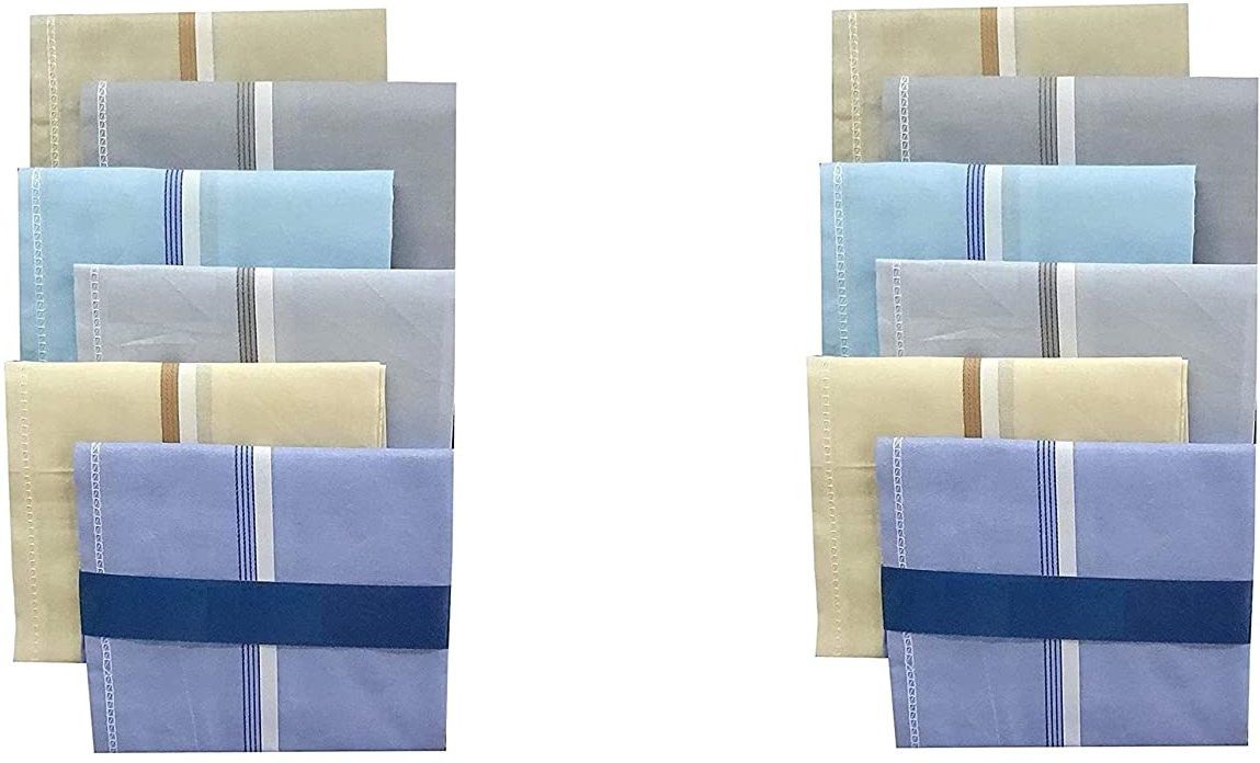 Fabreez Light Color Cotton Handkerchief For Men, Big Hanky Pack of 12 (Size 44 x 44 cm ) ["Multicoor"] Handkerchief-image-44