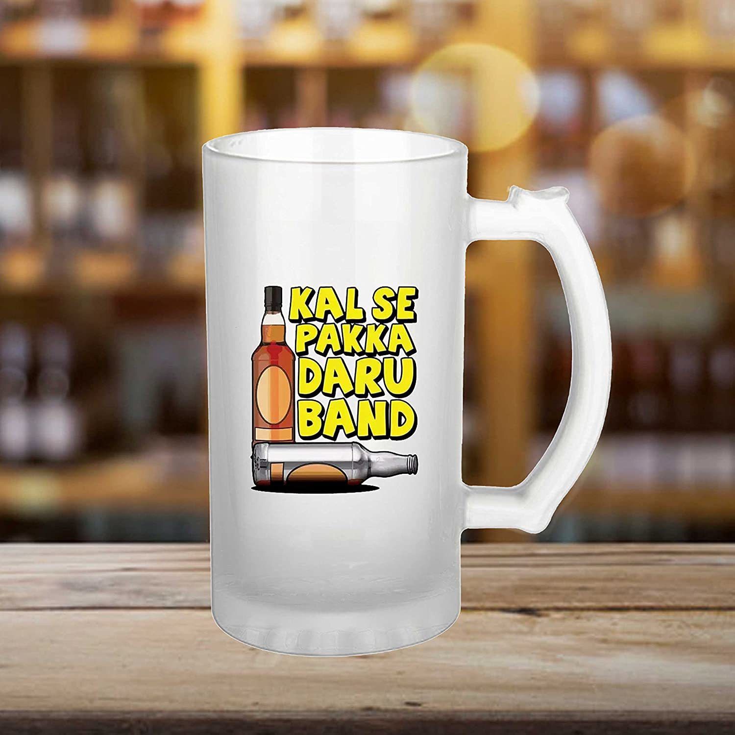the click india Beer with Handle Frosted Beer Glass Gift for Dad, Brother, Husband, Friends Glass Beer Mug-picture-11
