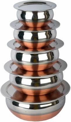 limetro steel Stainless Steel Serving Bowl Copper Bottom Handi / Cookware Set with Lid-picture-10
