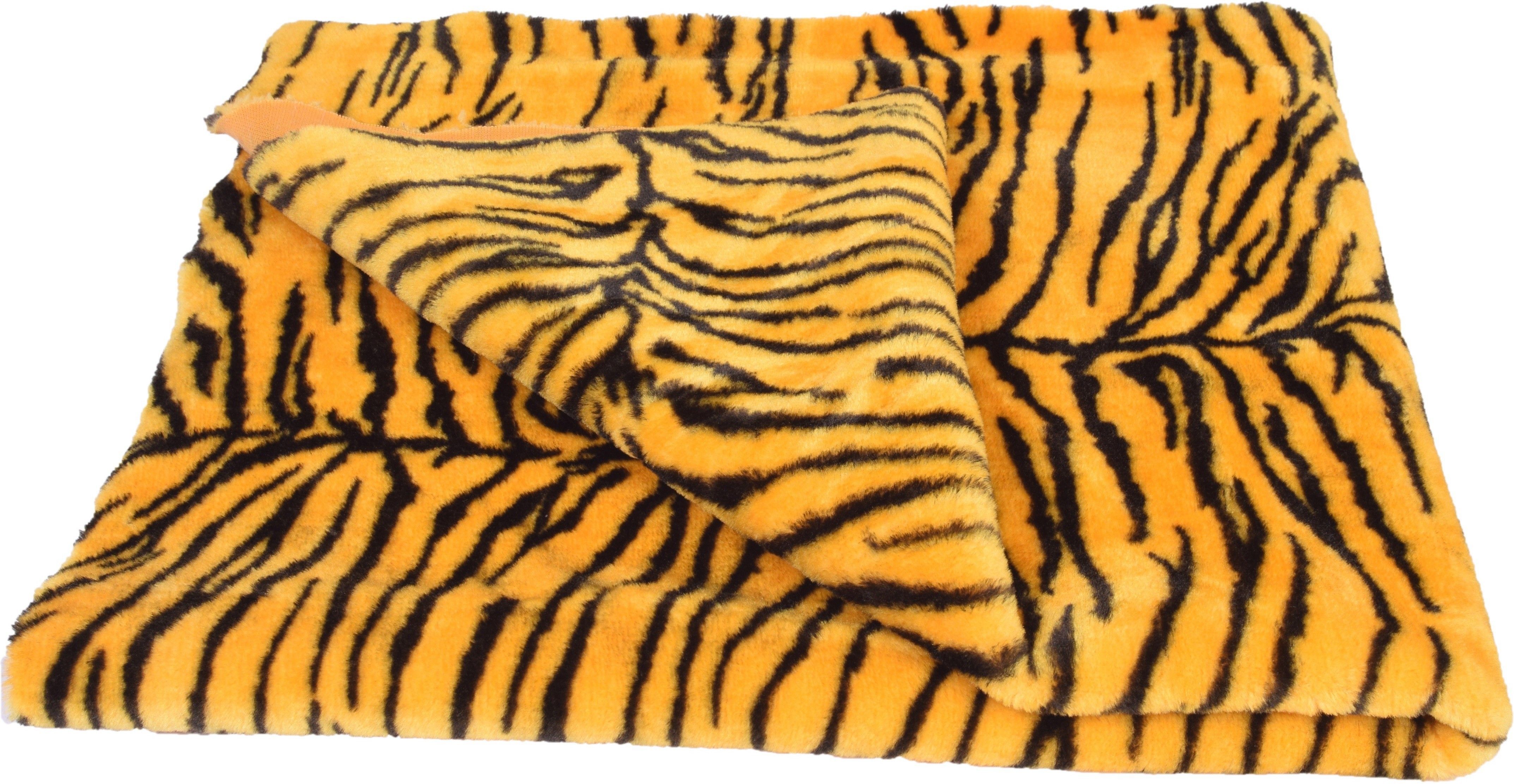 vardhman Fur Cloth color Yellow tiger print , Size 38 " x 34" , 2 Cms soft Hair Length-picture-20