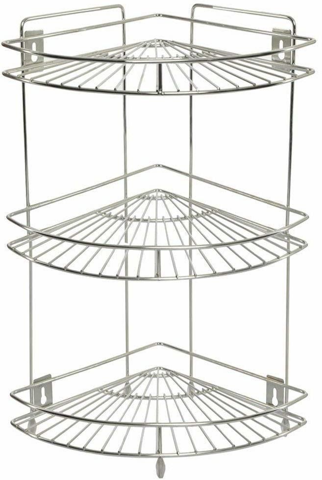 Utensil Kitchen Rack 3-Tier Stainless Steel Multipurpose Storage Kitchen Best Corner Stand Rack (Silver) Steel-image-36